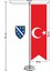 Bosna Hersek 1992 1998 Bayrağı ve Türkiye Kırlangıç Saten T Direk Masa Bayrağı 2'li 2