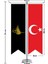 Siyah Tuğra Bayrağı ve Türkiye Kırlangıç Saten T Direk Masa Bayrağı 2'li 2