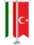 Tacikistan Bayrağı ve Türkiye Kırlangıç Saten T Direk Masa Bayrağı 2'li 1
