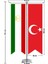 Tacikistan Bayrağı ve Türkiye Kırlangıç Saten T Direk Masa Bayrağı 2'li 2