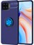 Oppo A73 Kılıf Ultra Korumalı Yüzüklü Manyetik Ravel Silikon + Cam Ekran Koruyucu Lacivert 1
