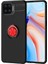 Oppo A73 Kılıf Ultra Korumalı Yüzüklü Manyetik Ravel Silikon + Cam Ekran Koruyucu Siyah - Kırmızı 1