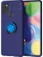 Samsung Galaxy A21S Kılıf Ultra Korumalı Yüzüklü Manyetik Ravel Silikon + Tam Kaplayan 5d Cam Ekran Koruyucu Lacivert 1