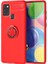 Samsung Galaxy A21S Kılıf Ultra Korumalı Yüzüklü Manyetik Ravel Silikon + Tam Kaplayan 6d Nano Ekran Koruyucu Kırmızı 1