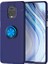 Xiaomi Redmi Note 9 Pro Kılıf Ultra Korumalı Yüzüklü Manyetik Ravel Silikon + Cam Ekran Koruyucu Lacivert 1