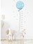 Kt Decoration Mavi Balonlu Tavşan Boy Ölçer Duvar Sticker Seti 1