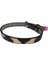Pembe Alacalı Desen Derili 1 cm Metal Kilit Tokalı Zilli Kedi Tasması 1