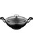 Döküm Metal Kulplu Cam Kapaklı Wok Tava 16 cm Siyah 1