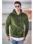 Kapşonlu Peluş Sweatshirt Haki 4390 2