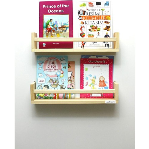 Woodwoork 2�li Montessori Kitaplık 50 cm Duvar Rafı Bebek Fiyatı Woodwoork 2�li Montessori Kitaplık 50 cm Duvar Rafı Bebek Fiyatı