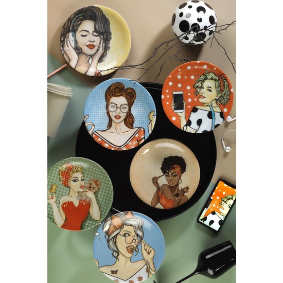 Kütahya Porselen PopArt 6�lı Pasta Tabağı 21 cm Fiyatı