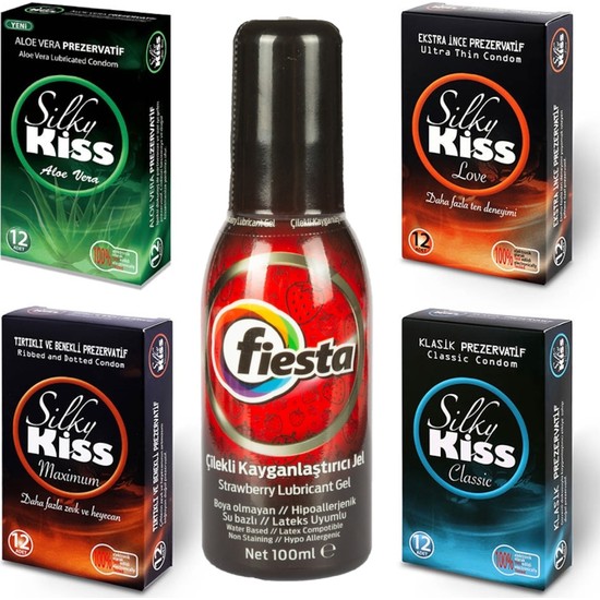 Silky Kiss Prezervatif 48 Adet + Fiesta Çilekli Jel 100 ml