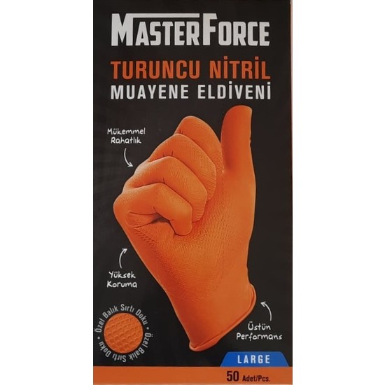 Masterforce Master Force Nitril Eldiven 50'li Turuncu - L Beden