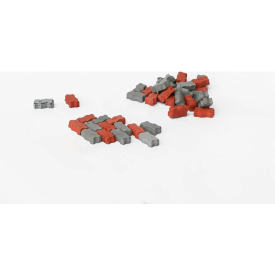 Eshel Minyatür Tuğla Dikdörtgen Parke Gri - Kırmızı 1/10 Ölçek 600'lü + Harç