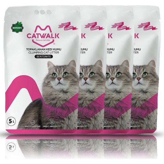 Catwalk Bentonit Bebek Pudralı Kedi Kumu 5 Lt x 4 Adet Fiyatı