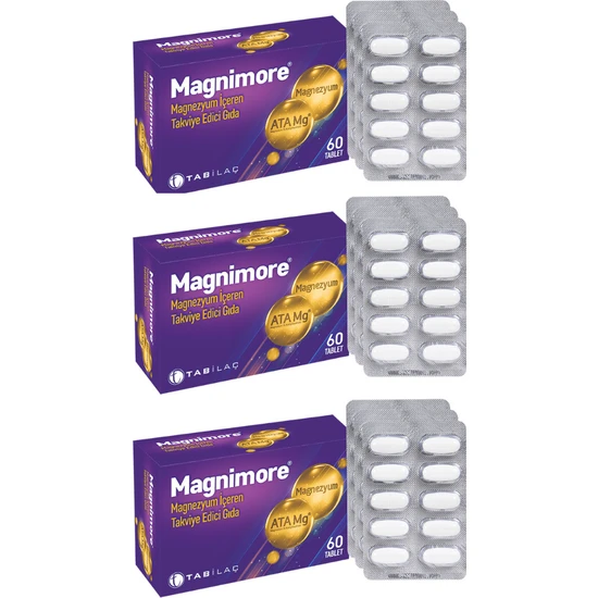 Tab İlaç Magnimore Magnezyum Içeren Takviye Edici Gıda 3'lü Set