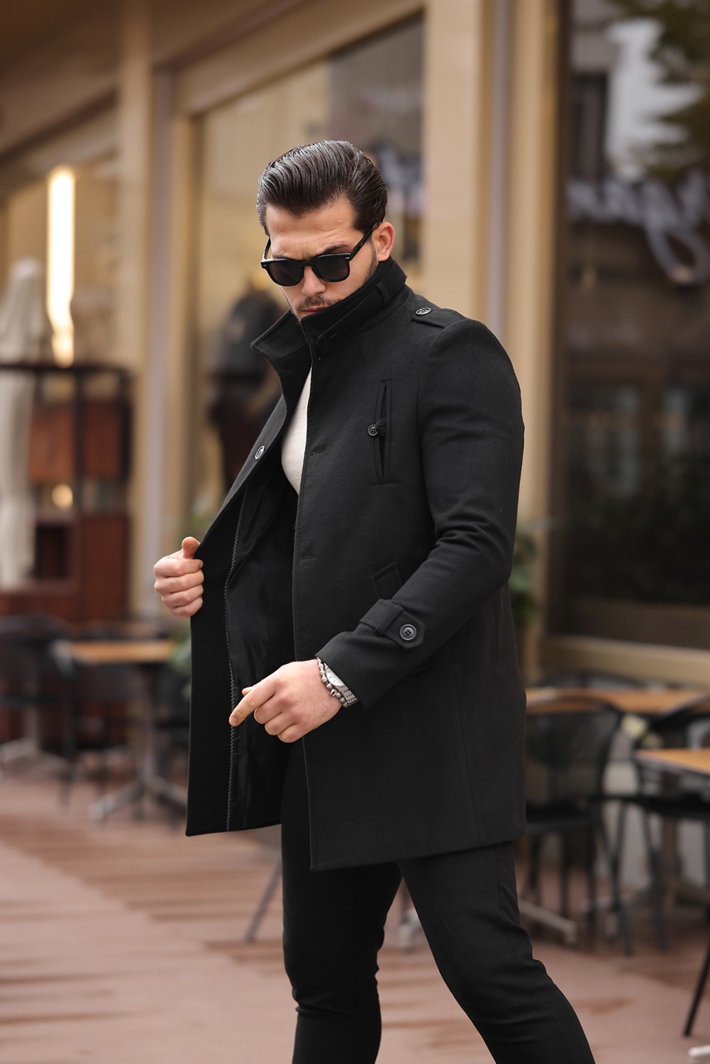 Mero Life Erkek Vizyon Ezel Dar Kesim Dik Yaka Uzun Kaşe Kaban