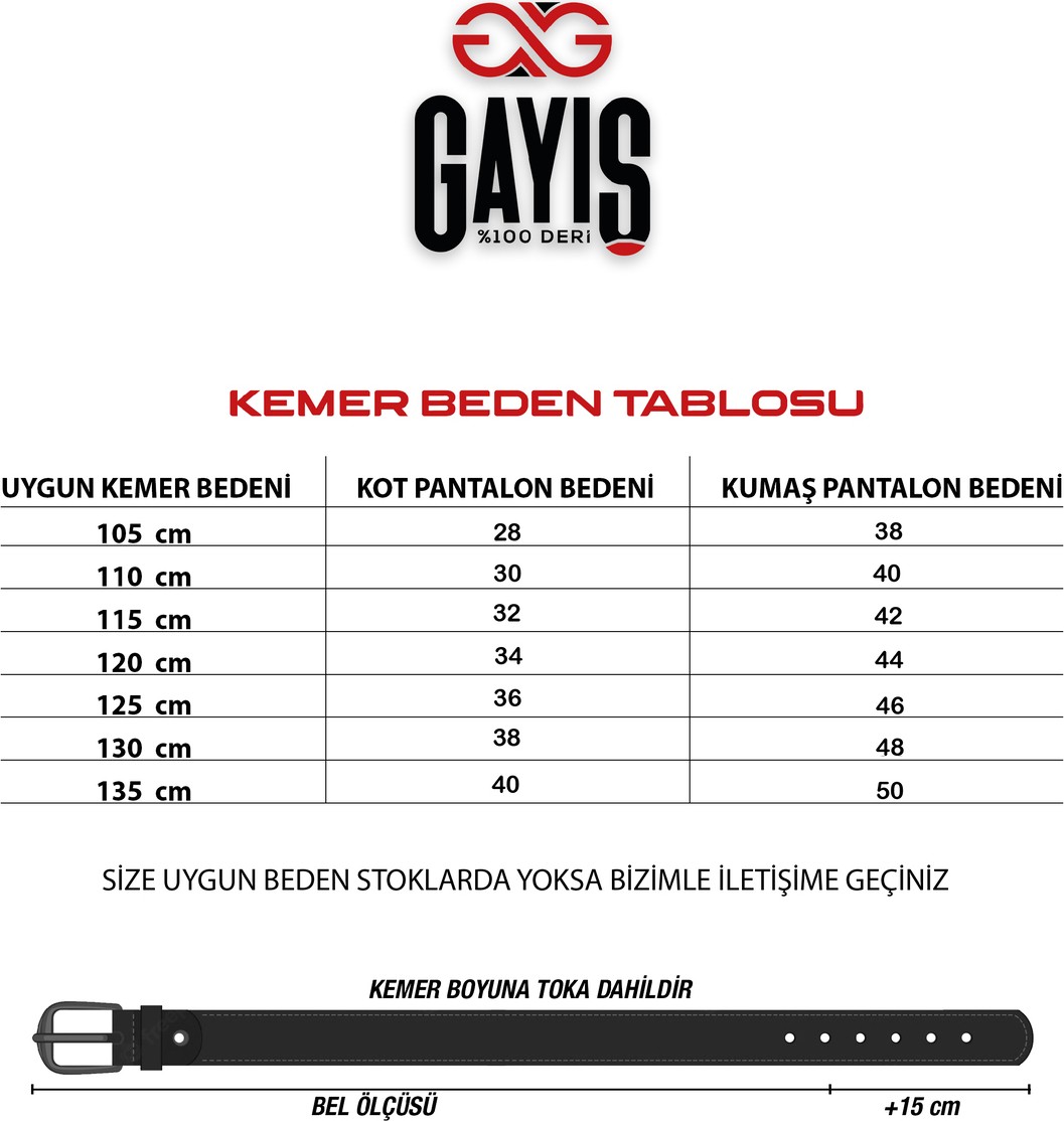 Gayış Özel Kutulu| Premium %1oo Deri | Erkek Kot-Kumaş Pantolon Kemeri | Yumuşak Italyan Deri Kemer görsel 7