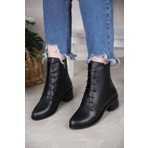 Ccway Kadın Yuvarlak Burunlu Bot SİYAH CİLT