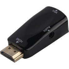 Gorgeous 1080P HDMI Erkek - VGA Dişi Adaptör 3,5 mm Ses Çıkış Kablosu Siyah (Yurt Dışından)