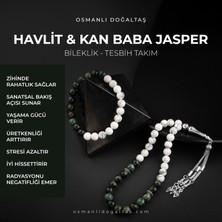 Osmanlı Doğal Taş Havlit-Yeşil Jasper Doğal Taş Tesbih Bileklik Seti