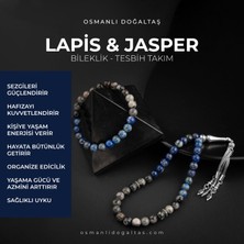 Osmanlı Doğal Taş Lapis Lazuli-Jasper Doğal Taş Tesbih Bileklik Seti