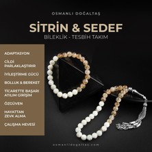 Osmanlı Doğal Taş Sitrin-Sedef Doğal Taş Tesbih Bileklik Seti