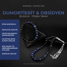 Osmanlı Doğal Taş Obsidyen-Dumortierit Doğal Taş Tesbih Bileklik Seti