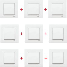 Viko - Karre Beyaz Anahtar Mekanizma + Çerceve Dahil (2+1 Evi Için + 9 Adet)