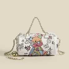 Kadınların Çantası Kore Moda Versatile Graffiti Çanta Çantası Casual Shoulder Bag Crossbody Bag (Yurt Dışından)