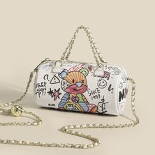 Kadınların Çantası Kore Moda Versatile Graffiti Çanta Çantası Casual Shoulder Bag Crossbody Bag (Yurt Dışından)