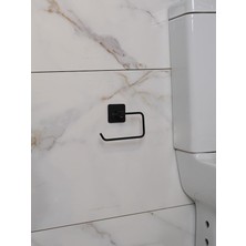 Alper Banyo Jasmin Kare Yapışkanlı Siyah Açık Tuvalet Kağıtlığı Wc Kağıtlık Tuvalet Kağıdı Askısı | İster Yapıştır İster Montajla