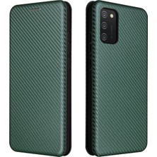 Seashell Digital Karbon Fiber Doku Deri Kılıf Samsung Galaxy A02S (166.5X75.9X9.2MM) Için Otomatik Emici Stand Kapağı (Yurt Dışından)