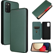 Seashell Digital Karbon Fiber Doku Deri Kılıf Samsung Galaxy A02S (166.5X75.9X9.2MM) Için Otomatik Emici Stand Kapağı (Yurt Dışından)