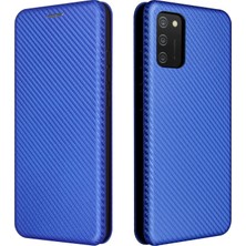 Seashell Digital Karbon Fiber Doku Deri Kılıf Samsung Galaxy A02S (166.5X75.9X9.2MM) Için Otomatik Emici Stand Kapağı (Yurt Dışından)