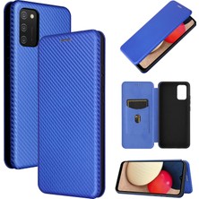 Seashell Digital Karbon Fiber Doku Deri Kılıf Samsung Galaxy A02S (166.5X75.9X9.2MM) Için Otomatik Emici Stand Kapağı (Yurt Dışından)