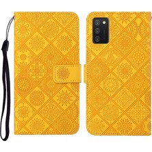 Seashell Digital Mıknatıs Telek Samsung Galaxy A02S (166.5X75.9X9.2MM) Için Kayışlı Çiçek Cüzdan Deri Çanta (Yurt Dışından)