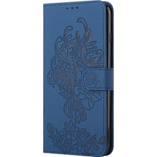 Seashell Digital Tiger Head Desen Samsung Galaxy A02S (164.2X75.9X9.1MM)/M02S-MAVI Için Cüzdan Standı ile Deri Kılıfı (Yurt Dışından)