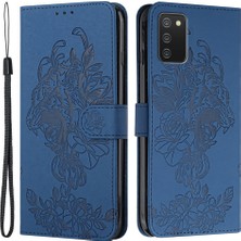 Seashell Digital Tiger Head Desen Samsung Galaxy A02S (164.2X75.9X9.1MM)/M02S-MAVI Için Cüzdan Standı ile Deri Kılıfı (Yurt Dışından)