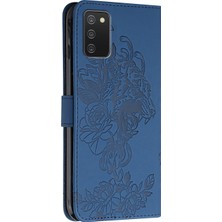 Seashell Digital Tiger Head Desen Samsung Galaxy A02S (164.2X75.9X9.1MM)/M02S-MAVI Için Cüzdan Standı ile Deri Kılıfı (Yurt Dışından)