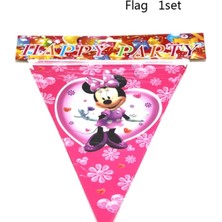 8 Adet Bayrak 8 Kişi Minnie Mouse Doğum Günü Partisi Malzemeleri Tek Kullanımlık Sofra Banner Masa Kapak Plakaları Kızlar Için Bebek Duş Dekorasyonu (Yurt Dışından)