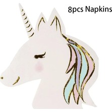 8 Adet Payet Unicorn Tek Kullanımlık Sofra Unicorn Parti Malzemeleri Kağıt Tabaklar Peçeteler Mutlu Unicorn Doğum Günü Partisi Dekoru Gökkuşağı At Kız (Yurt Dışından)