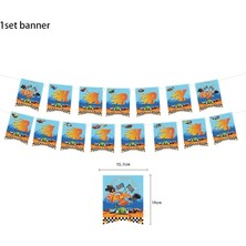 Banner-1set Araba Yarışı Çocuk Doğum Günü Partisi Dekorasyon Hot Wheels Tek Kullanımlık Sofra Balon Bardak Plaka Masa Örtüsü Bebek Duş Parti Malzemeleri (Yurt Dışından)