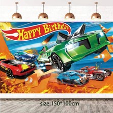 Banner-1set Araba Yarışı Çocuk Doğum Günü Partisi Dekorasyon Hot Wheels Tek Kullanımlık Sofra Balon Bardak Plaka Masa Örtüsü Bebek Duş Parti Malzemeleri (Yurt Dışından)