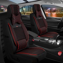 Deniz Tuning fiat Egea Hb Lüx Deri Oto Koltuk Kılıfı 5'li Set Tam Takım Urban Siyah Kırmızı