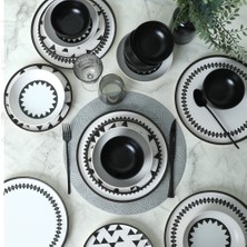 Keramika Black Pattern Nordic Yemek Takımı 24 Parça 6 Kişilik 21478-79-80