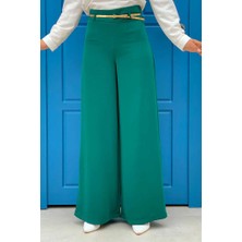 Bym Fashion Fermuarlı Kemer Aksesuarlı Pantolon Etek 0125 Zümrüt