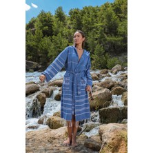 Hierapolis HomeTex Pamuk Peştemal Bornoz -Pareo -Plaj Elbisesi - Ipliği Boyalı Jakarlı Peştemal Bornoz