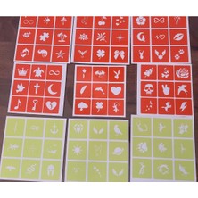 Airbrush Tattoo Geçici Dövme Seti 81 Desen 2 Tüp Siyah 1 Tüp Kırmızı Kına ve Fırça Hediyeli