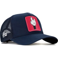 BlackBörk V1 Trucker Parmak - 1 Kod Logolu Unisex Lacivert Şapka (Cap)
